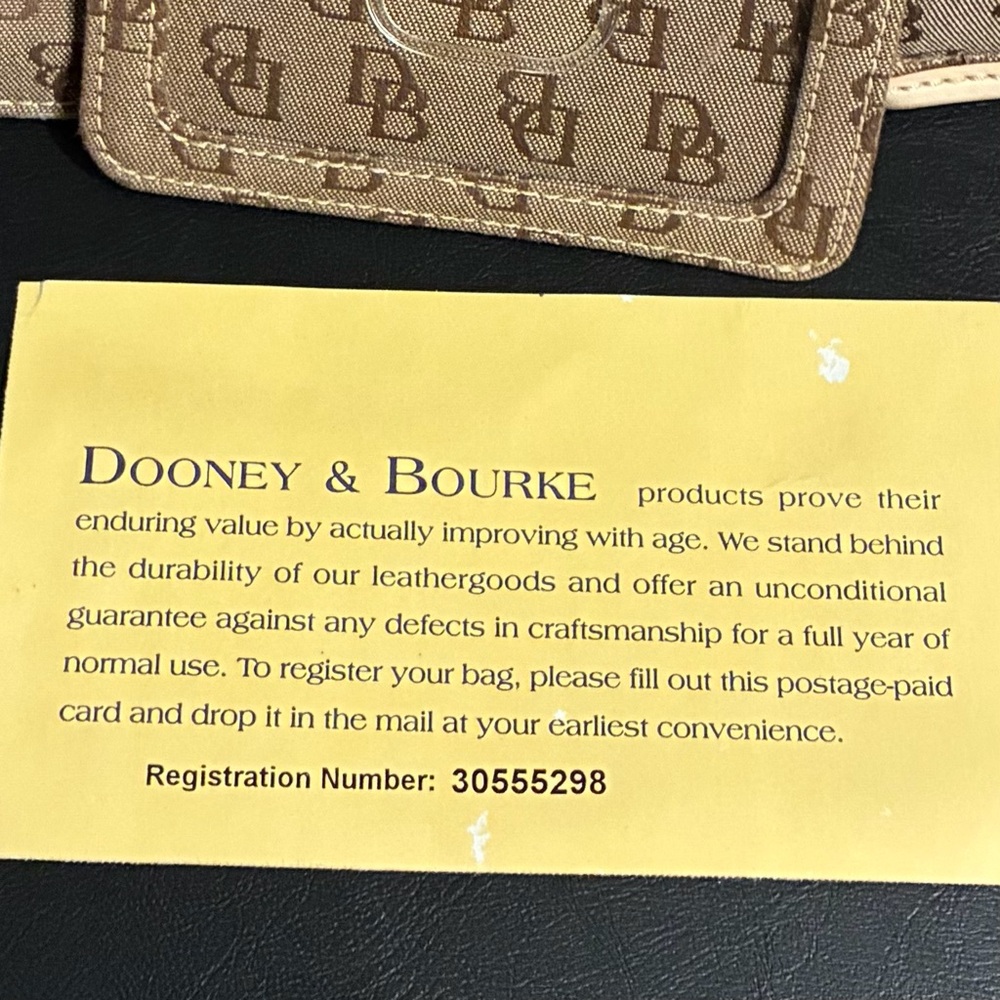 Dooney & Bourke Beige Monogram Tote with Cream Trim with extras - Picture 2 of 11